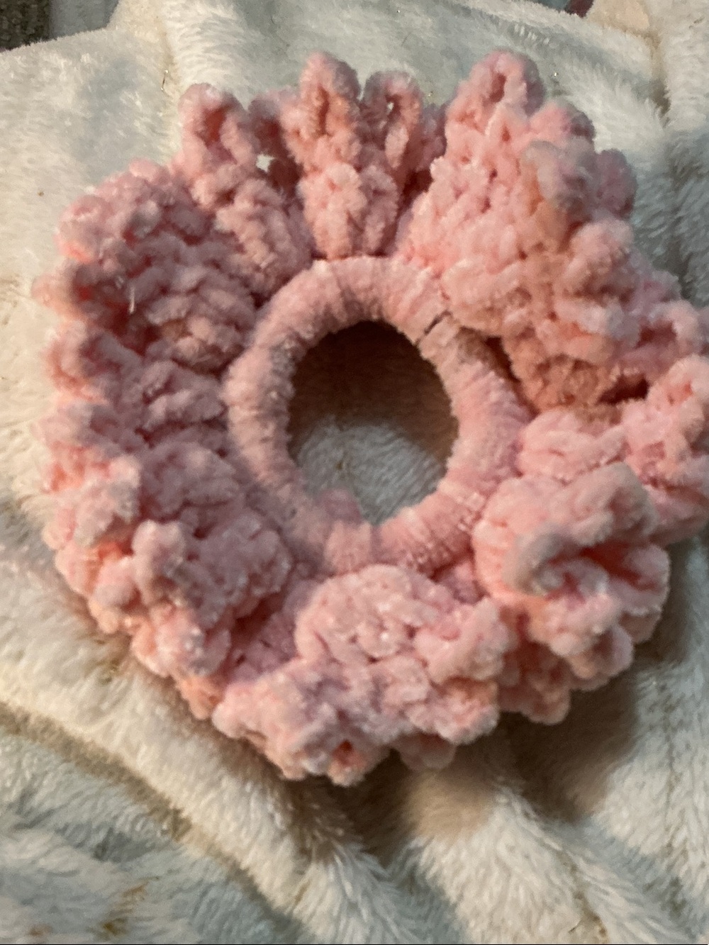 Plush Chunky Pink Crochet Scrunchie